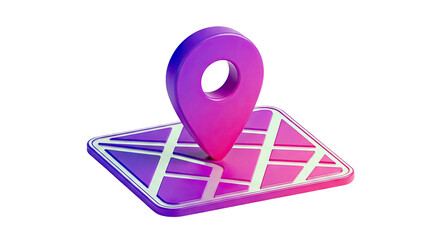 3D Map Pin on a Stylized Map