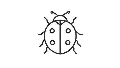 Obraz premium A simple, black-outlined illustration of a ladybug on a clean white background. It depicts the insect's rounded body, spots, legs, and antennae