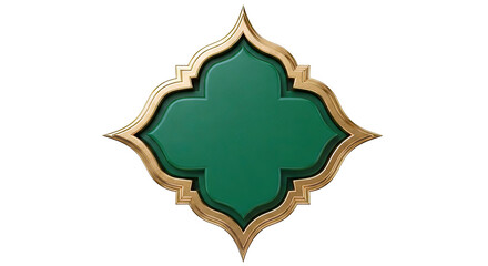 Decorative Islamic Geometric Frame with Gold Trim on White Background