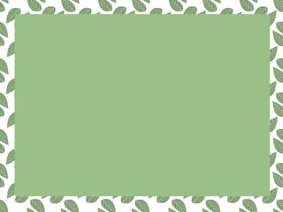 Fototapeta premium Minimal green leaves frame with soft pastel background