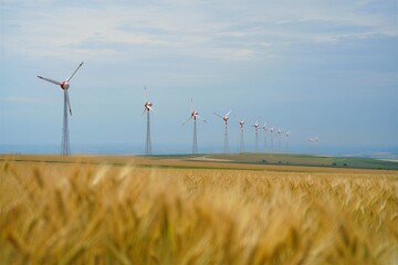 Renewable energy from wind turbines in a vast agricultural landscape