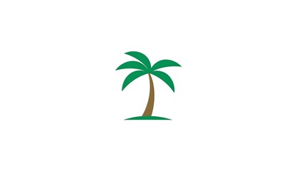 Obraz premium A simple, minimalist illustration of a palm tree, featuring green fronds and a brown trunk, centered on a white background