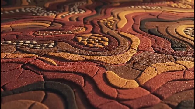 Intricate carved wooden surface with swirling floral patterns and warm earthy tones showcasing detailed craftsmanship and a rustic textured aesthetic for design projects