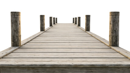 Fototapeta premium Weathered wooden pier isolated on transparent background