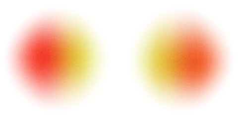 Orange circle gradient noise gradation. Abstract color watercolor blur mesh shape on white background. Gradient aura, grain neon blob with noise effect