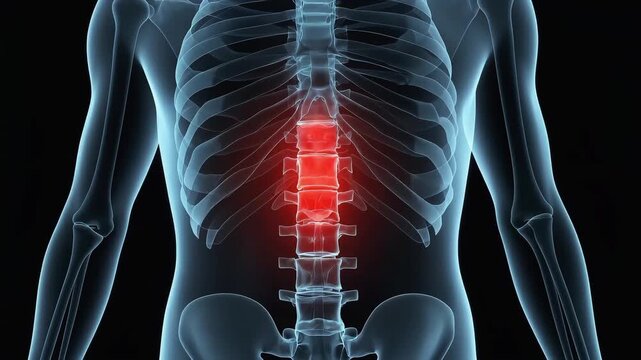Anatomy of the Spine Highlighted in Xray Visualization.