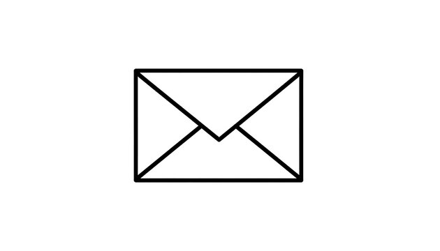 A simplified, outline icon of a sealed envelope is centered on a plain white background, symbolizing communication