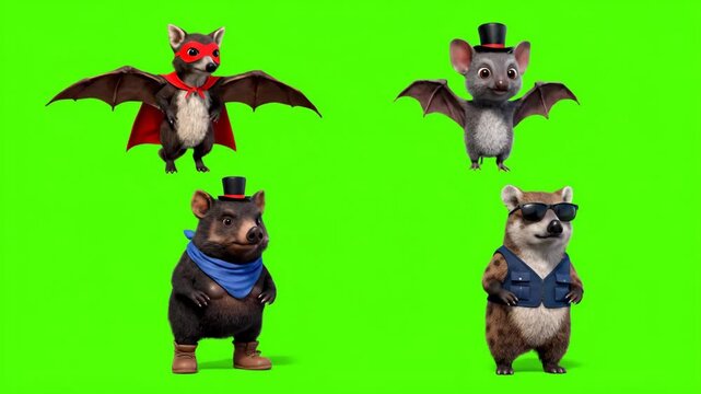 Adorable 3D Cartoon Animals in Costumes Dancing