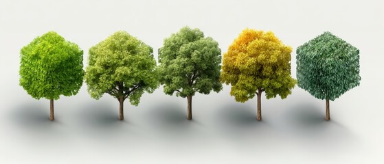 Fototapeta premium Colorful trees in a row a vibrant display of trees showcasing a variety of distinct colors creating a visually appealing natural scene
