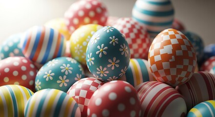 Fototapeta premium Colorful Easter eggs with various patterns