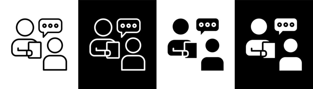 mentoring white icon set design