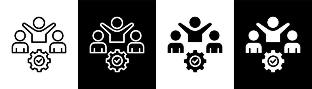 teamwork white icon set design