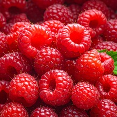 Close-up of ripe, juicy red berries, with a soft texture