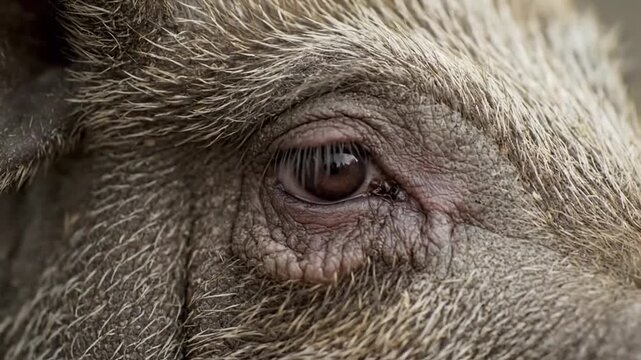 Close-Up Pig Eyes Showing Emotional Expression