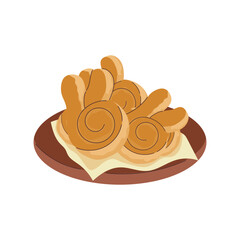 Hand-drawn flat illustration set of traditional Easter food and desserts, including cakes, bread, chocolate eggs, roast meat, and pastries. Perfect for Easter celebrations, menus, greeting cards, and 