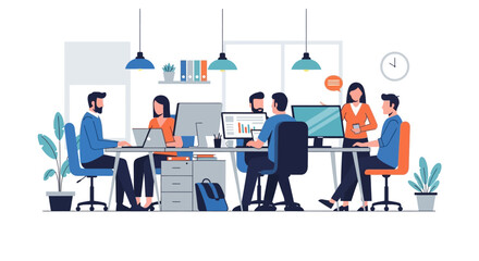 Team Working Together in Modern Office.