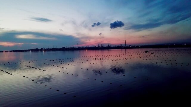 Taranto, Italy, city view, harbor, industrial city, sea city, mussel culture, Ilva factory, panorama, landscape, aerial shot, travel, travelling, vacation, holiday, tourist, tourism, high angle, cinem