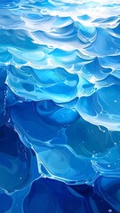Close-up view of stylized watercolor ocean waves
