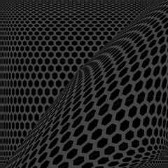 Dark Futuristic Hexagon Mesh Wave Background