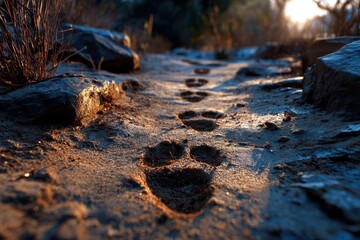 Fototapeta premium Footsteps leading to nowhere stock image concept