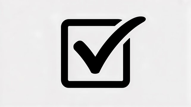 Black check mark inside square box icon isolated on white background
