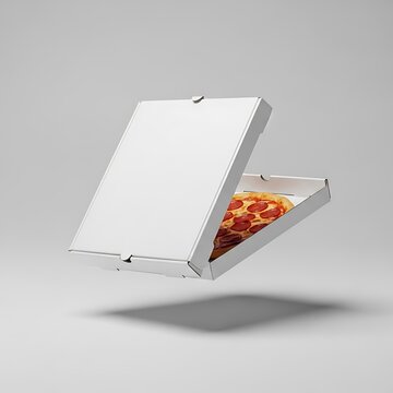 Floating Pizza Box - A Slice of Deliciousness in Mid-Air.