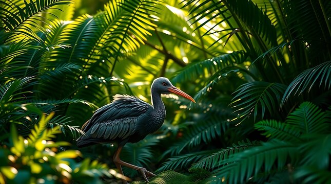 Majestic Jabiru Stork in Lush Tropical Rainforest