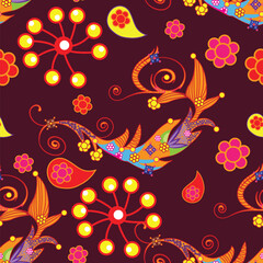 Obraz premium vector seamless pattern with floral