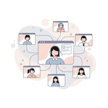 Online customer support team working remotely.