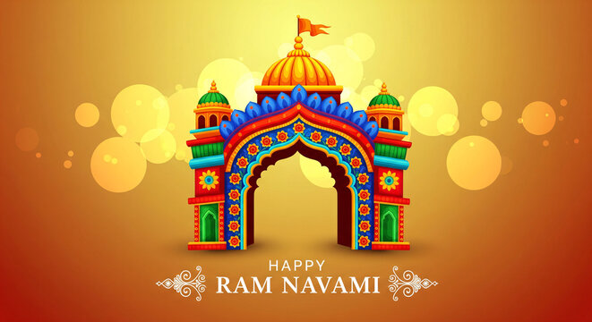 elegant jai shri ram navami occasion wallpaper design