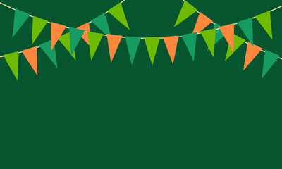 green orange triangle flags garland on, st. patrick's day template, spring easter holiday background