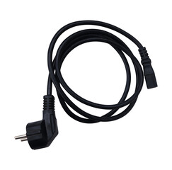 black electric cable isolated on white