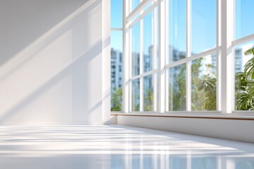 Fototapeta premium Bright Sunlight Streaming Through Large Interior Window