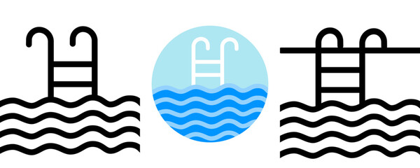 Set of swimming pool icon.
