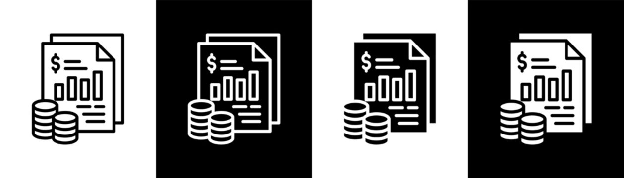 financial statement white icon set design