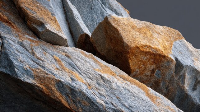 Close-up of Textured Rock Formation with Rough Surface, Natural Patterns and Color Variation Highlighted in Dim Lighting for Geological Studies and Artistic Use
