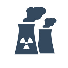 nuclear power station vector icon, electricity plant building exterior symbol