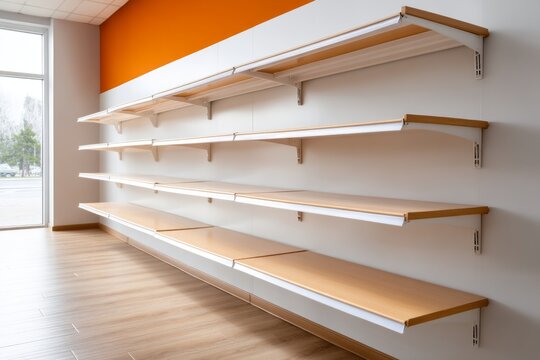 Bright and Spacious Supermarket Shelf with Price Labels