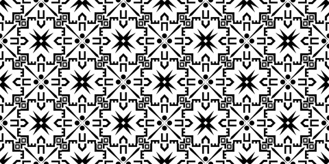Obraz premium Seamless Transparent Geometric Monochrome Zentangle and Art Deco Style Patterns