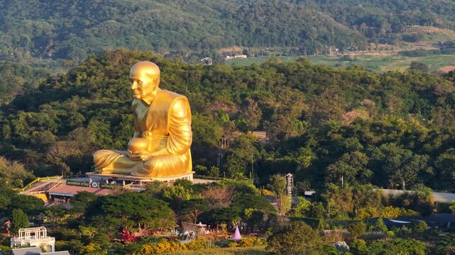 Large Golden Luang Por Koon Buddhist Statue in Khao Yai Thailand