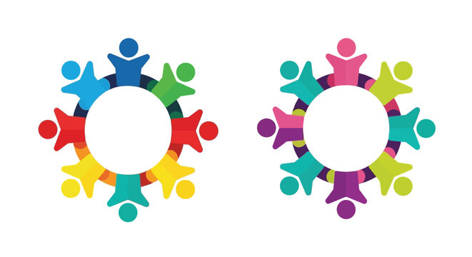 Abstract representation of community and collaboration with colorful figures