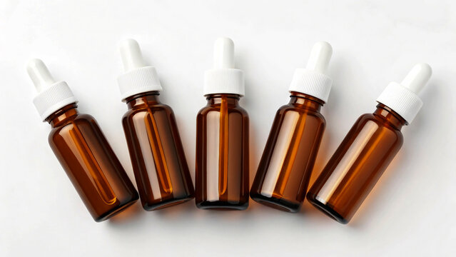 Amber glass dropper bottles for essential oils