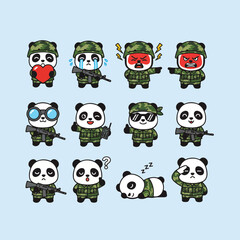 Cute Panda Soldiers Emote Collection