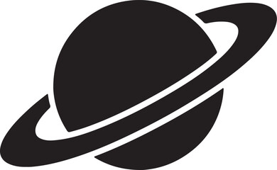 Ringed Planet Silhouette Icon,Space Planet Symbol © Babu