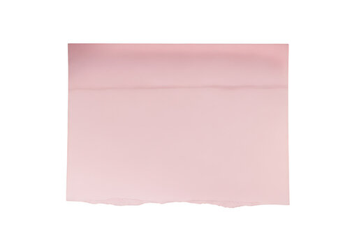 Blank pink post-it note on wall isolated on transparent background