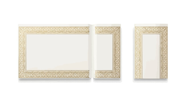 Elegant White Gift Boxes with Gold Floral Pattern, Isolated on White Background