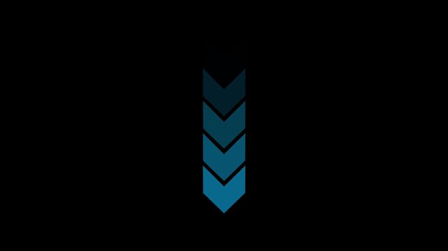Simple arrow icon symbolizing downward direction navigation and movement. Minimalistic modern arrow button icon stands out sharply against the making it perfect for projects on black background.