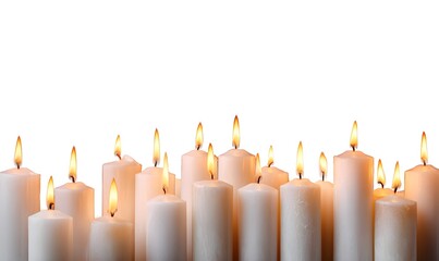 Church candles are burning, realism, white background