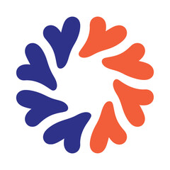 Colorful hearts arranged in a circle pattern design element icon