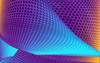 Abstract Blue Purple Hexagon Wave Background
